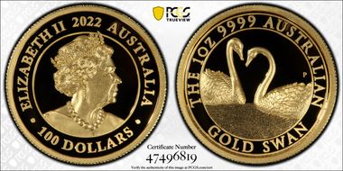 2022-P $100 Gold Swan - High Relief PR70DCAM