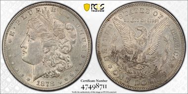 1878-S $1 VAM 58 Long Arrow Shaft AU53