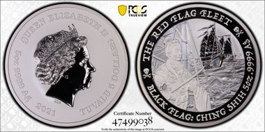 2021-P $5 The Red Flag Fleet - Black Flag 5oz Silver MS70
