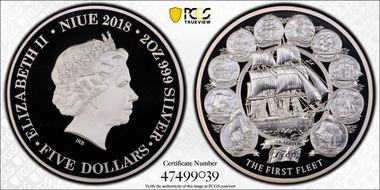 2018 $5 The First Fleet PR69DCAM