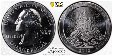 2012 25C Hawaii Volcanoes NP 5 oz Silver MS66PL