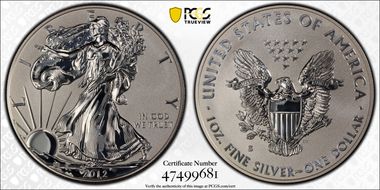 2012-S $1 Silver Eagle Rev PR  75th Anniversary SF Mint Set PR69