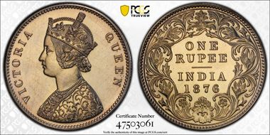 1876-C Rupee SW-5.19a Mule Restrike PR62