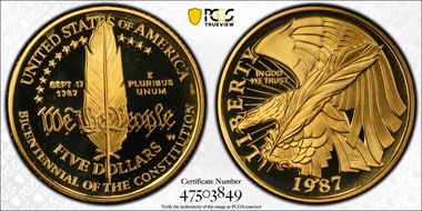 1987-W $5 Constitution PR69DCAM