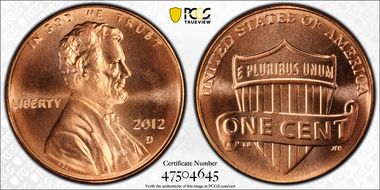 2012-D 1C Shield MS68RD