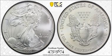 2000 $1 Silver Eagle MS68