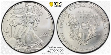 1996 $1 Silver Eagle MS66