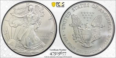 1996 $1 Silver Eagle MS68