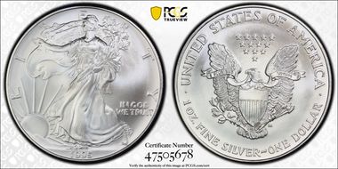 1995 $1 Silver Eagle MS69