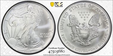 1995 $1 Silver Eagle MS69