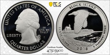 2018-S 25C Block Island NP-Silver First Strike PR70DCAM