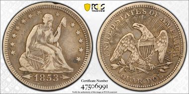 1853/4 25C Arrows and Rays VF25
