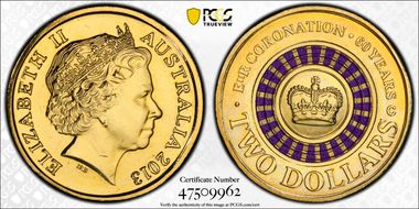 2013-C $2 Coronation Colorized MS66