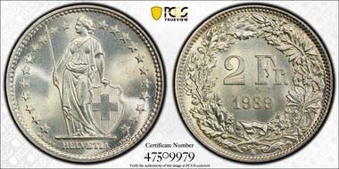 1939 B 2 Fr KM-21  Ag MS67