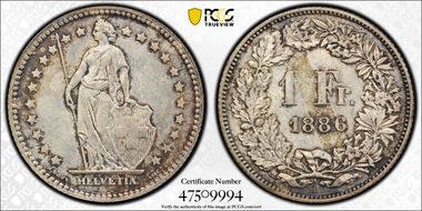 1886 B 1 Fr KM-24 Ag MS63