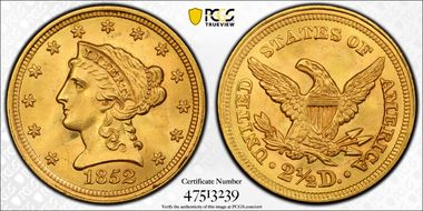 1852 $2.50 MS65+