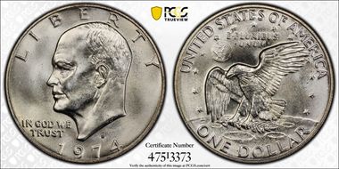 1974-S $1 Silver MS69