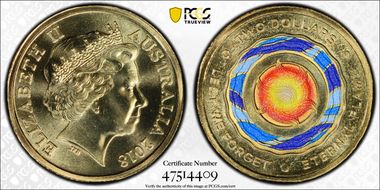 2018-C $2 Lest We Forget Eternal Flame Colorized MS69