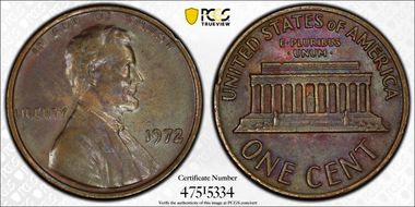 1972 1C Doubled Die Obverse AU50BN