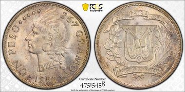 1952 Peso KM-22  Ag MS64