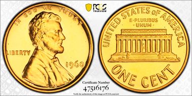 1960 1C Small/Large Date PR67RD