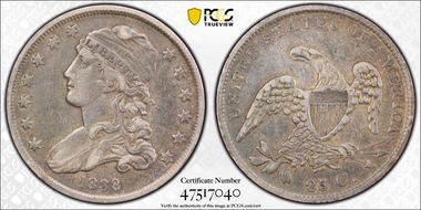 1838 25C Capped Bust VF35