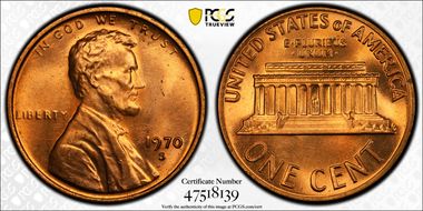 1970-S 1C Small Date MS65RD