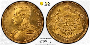 1914 20 Fr Des Belges - Position A MS65