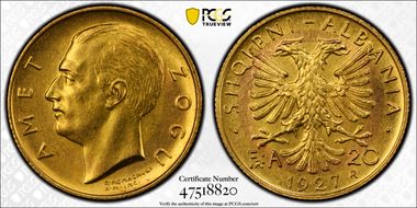 1927-R 20 FrA KM-10 Zog I MS62