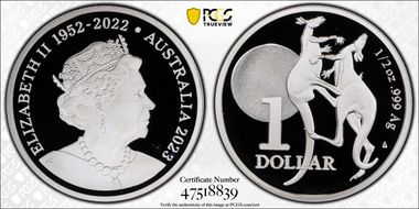 2023 $1 Kangaroos-Fighting Spirit Ag PR69DCAM
