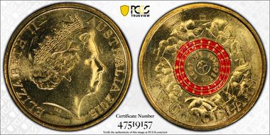 2015 $2 Lest We Forget Colorized Poppy Counterstamp MS66