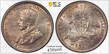 1917-M Florin KM-27  Ag AU58