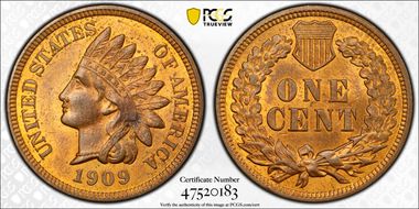 1909 1C Indian MS64RB
