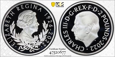 2022 £2 Elizabeth II Memorial .999 Ag Single Mature Bust PR69DCAM