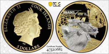 2016 $5 Siamese Fighting Fish Shades of Nature PR70DCAM