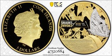 2015 $5 Butterfly  Shades of Nature PR69DCAM