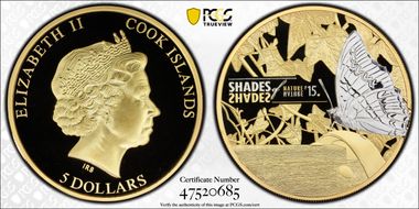 2015 $5 Butterfly  Shades of Nature PR70DCAM