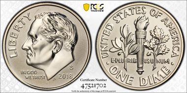 2018-S 10C Reverse Proof Silver 50th Anniversary Set PR68
