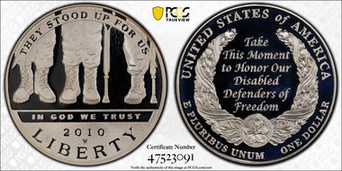 2010-W $1 Disabled Veterans PR69DCAM