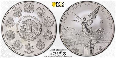 2012-Mo 2 Onza Libertad Silver MS68