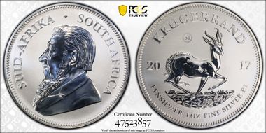 2017 1 Rand 50th Anniv. Krugerrand Ag SP69