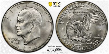1974-S $1 Silver MS66