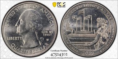 2019-W 25C American Memorial NP AU58