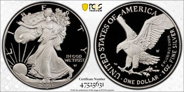 2021-W  $1 Silver Eagle - Type 2 PR70DCAM