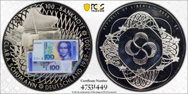 2002 $1 Clara Schumann 100 Deutche Mark Banknote MS69