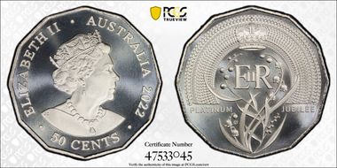 2022 50C Elizabeth II Platinum Jubilee MS69