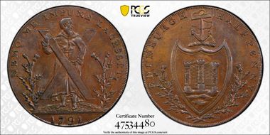 1791 Tk 1/2D DH-40 Lothian, Hutchison's MS63BN