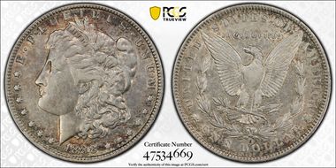 1888-O $1 VAM 4, Hot Lips XF40