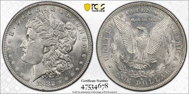1882-O/S $1 Strong AU55