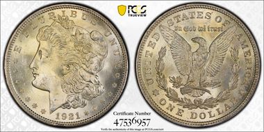 1921 $1 Morgan MS65